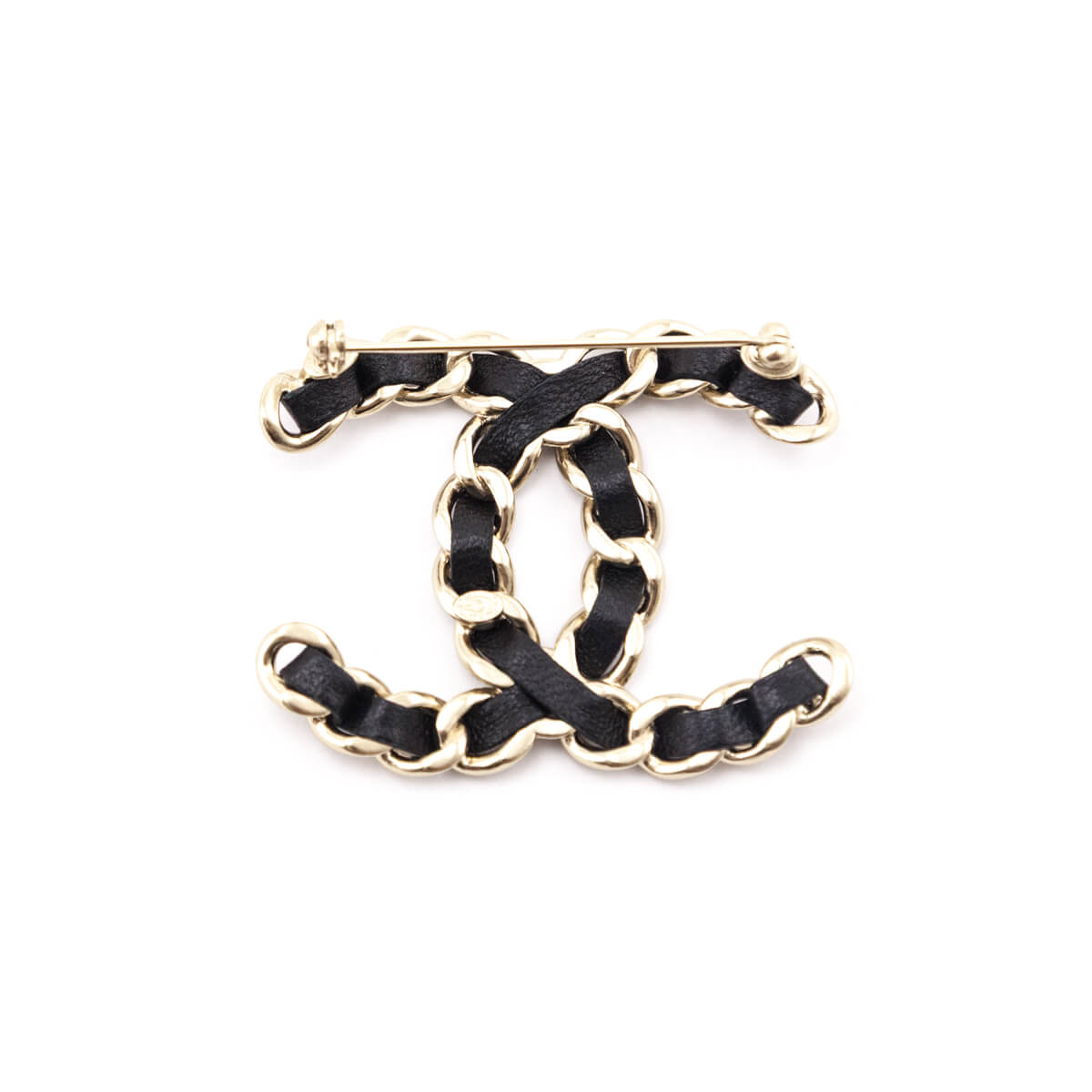 Chanel Black Gold Lambskin Chain CC Brooch