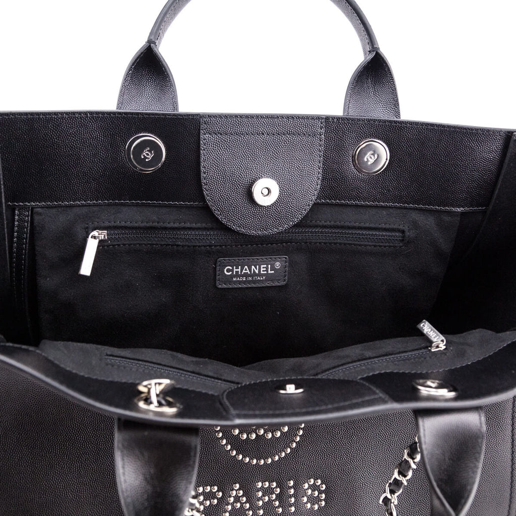 Chanel Black Grained Calfskin Large Deauville Tote SHW