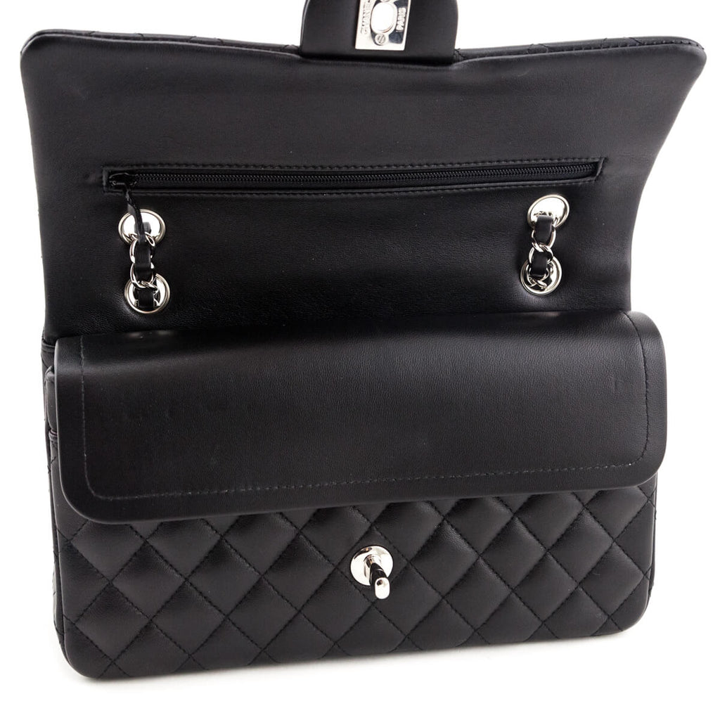 Chanel Black Lambskin Quilted Medium Double Flap