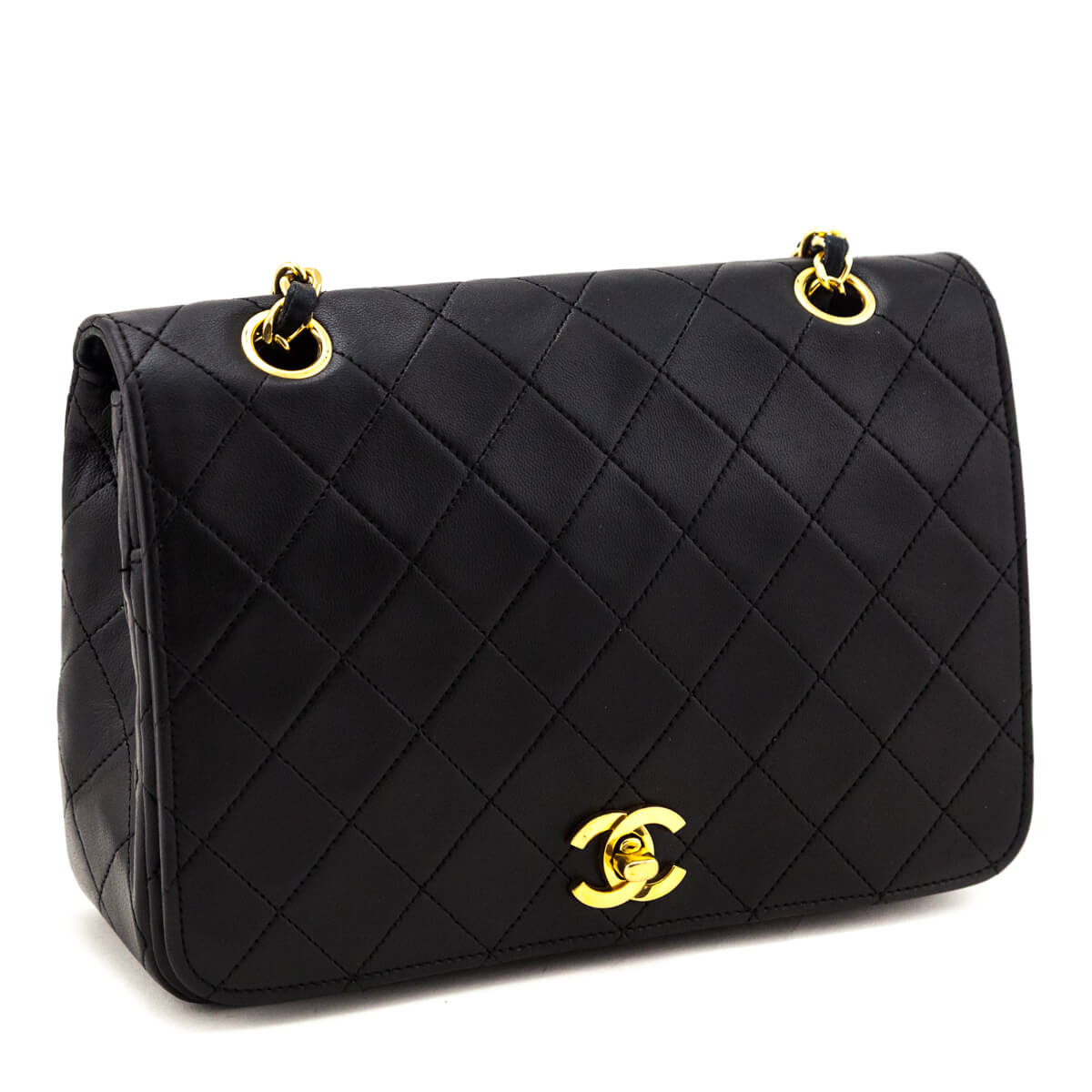 Chanel Black Lambskin Quilted Vintage Full Flap Bag