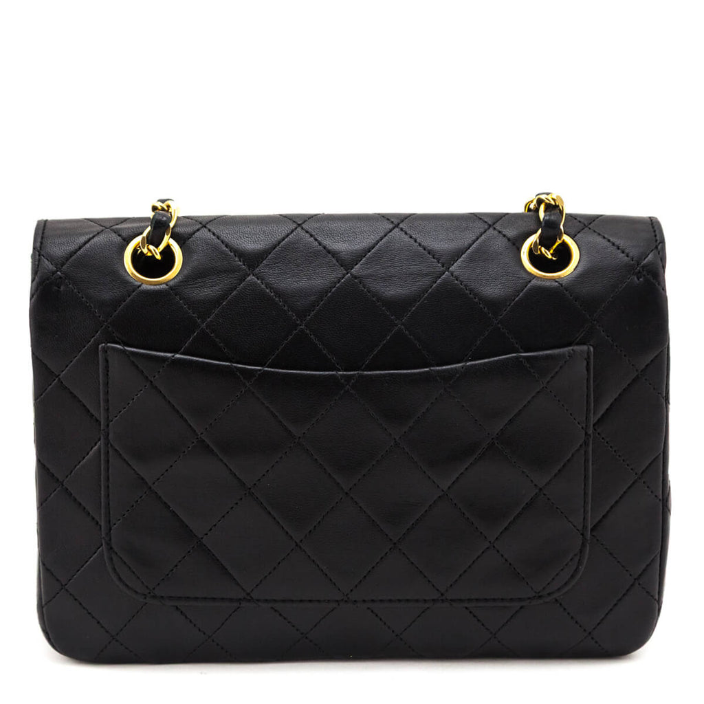 Chanel Black Lambskin Quilted Vintage Full Flap Bag