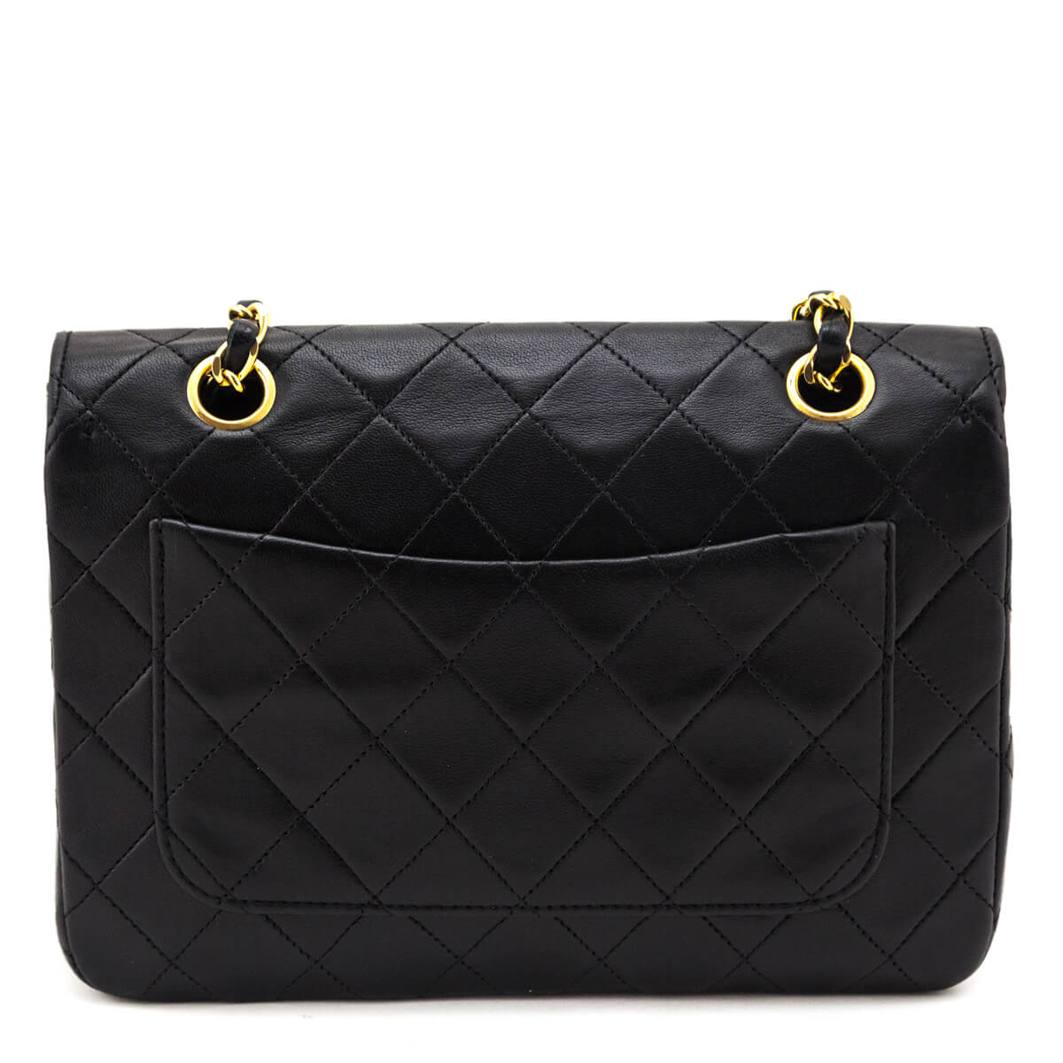 Chanel Black Lambskin Quilted Vintage Full Flap Bag