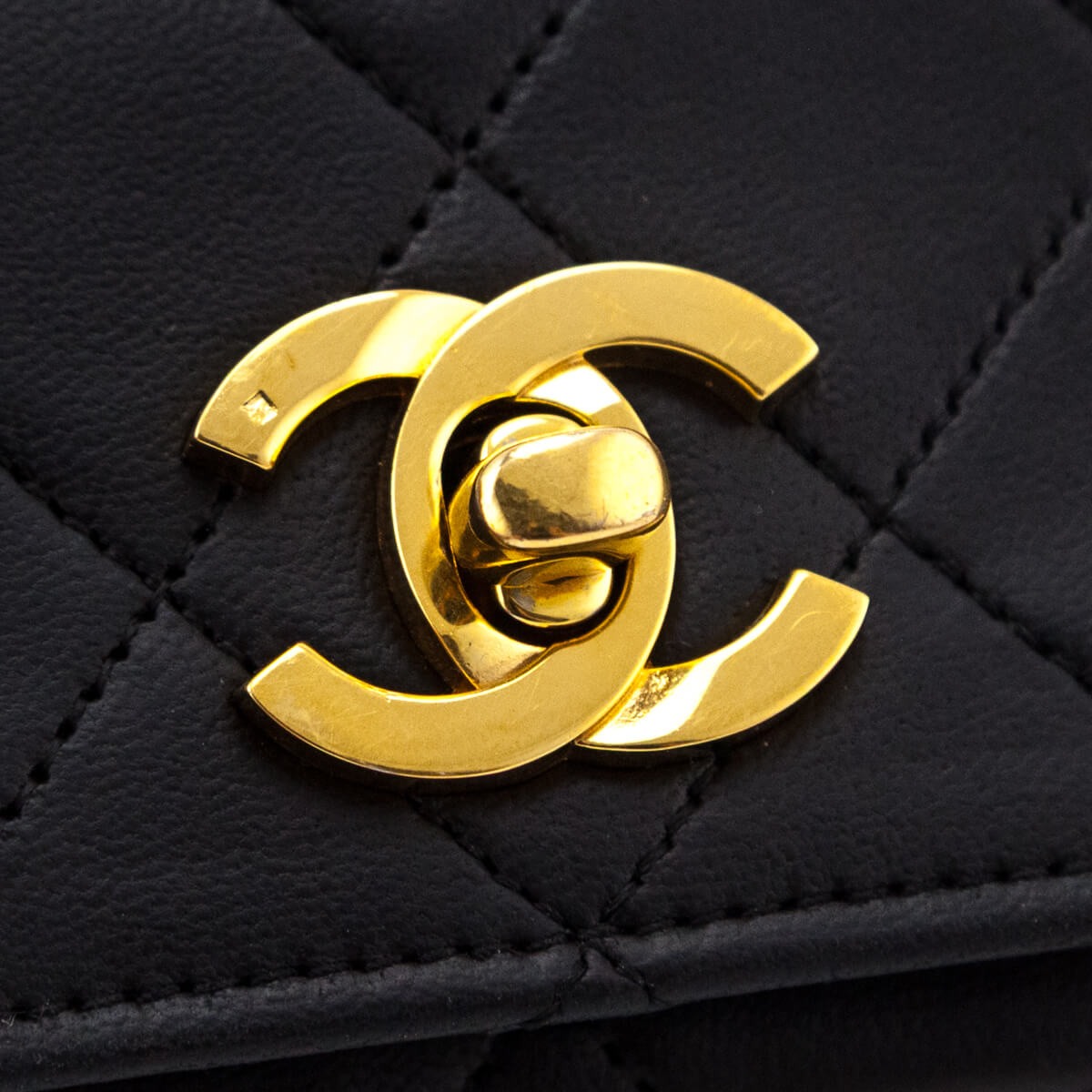 Chanel Black Lambskin Quilted Vintage Full Flap Bag