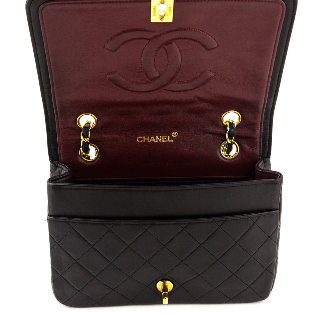 Chanel Black Lambskin Quilted Vintage Full Flap Bag