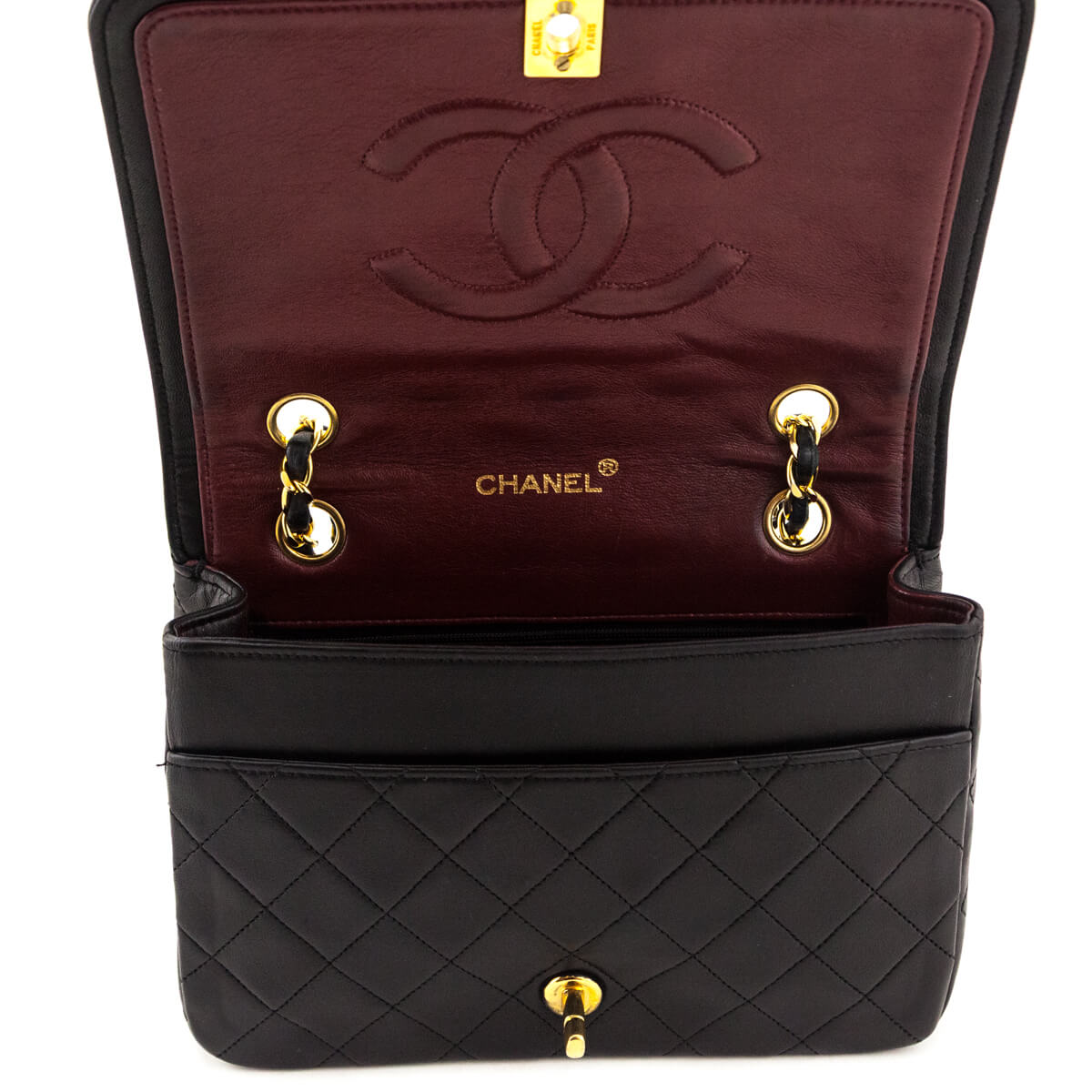 Chanel Black Lambskin Quilted Vintage Full Flap Bag