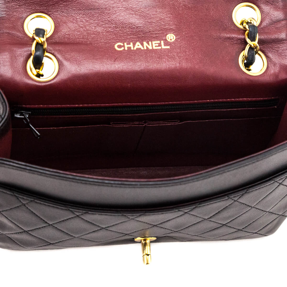 Chanel Black Lambskin Quilted Vintage Full Flap Bag