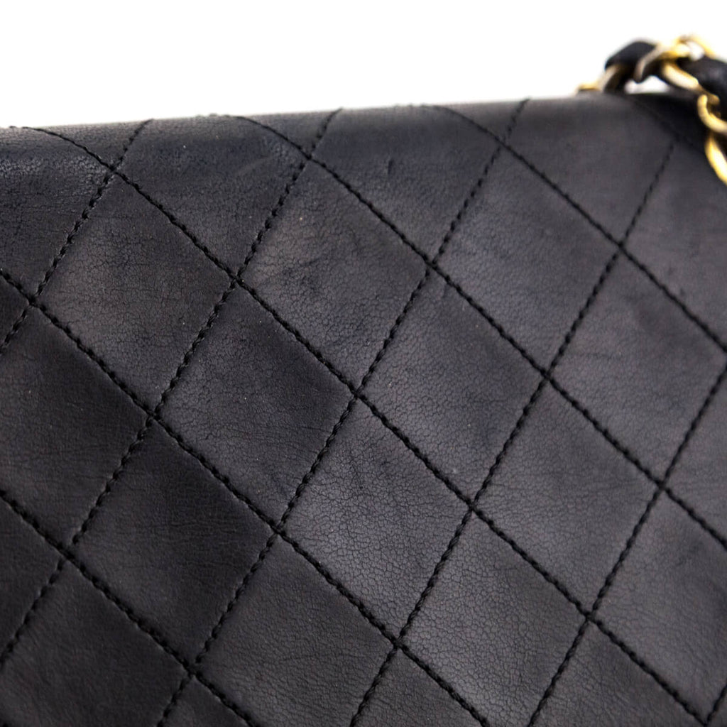 Chanel Black Lambskin Quilted Vintage Small Double Flap Bag