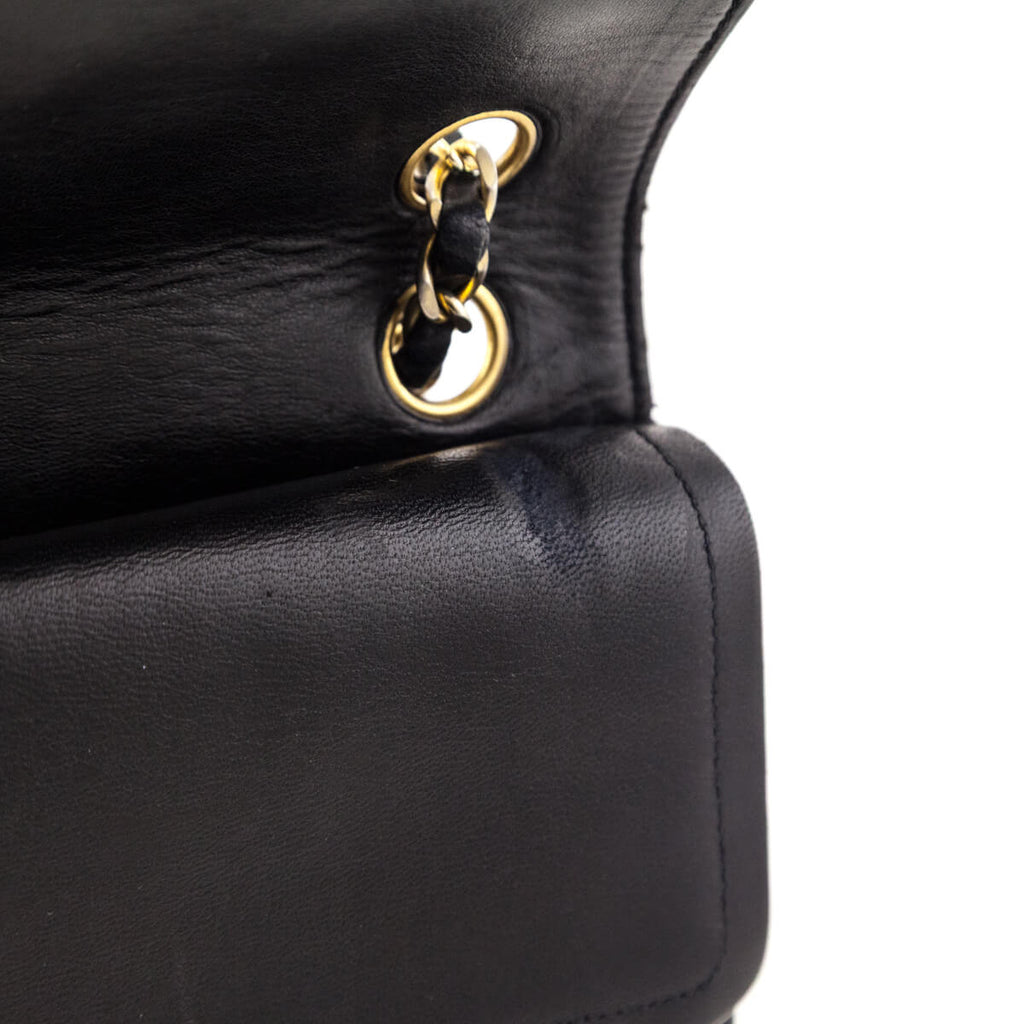 Chanel Black Lambskin Quilted Vintage Small Double Flap Bag