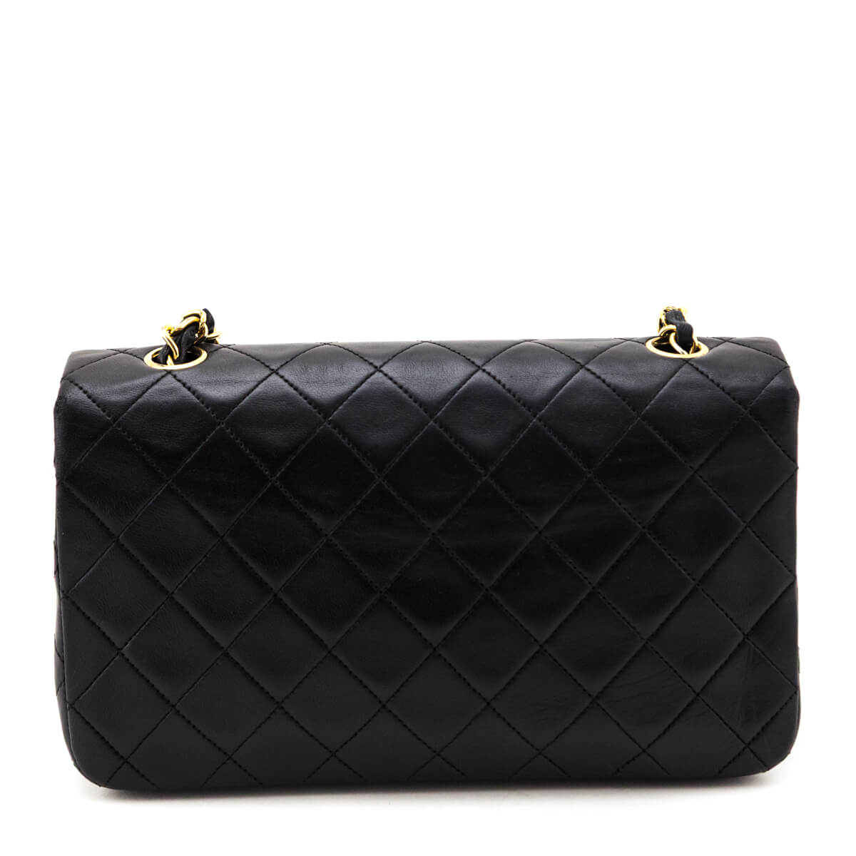Chanel Black Lambskin Quilted Vintage Small Full Flap Crossbody Bag