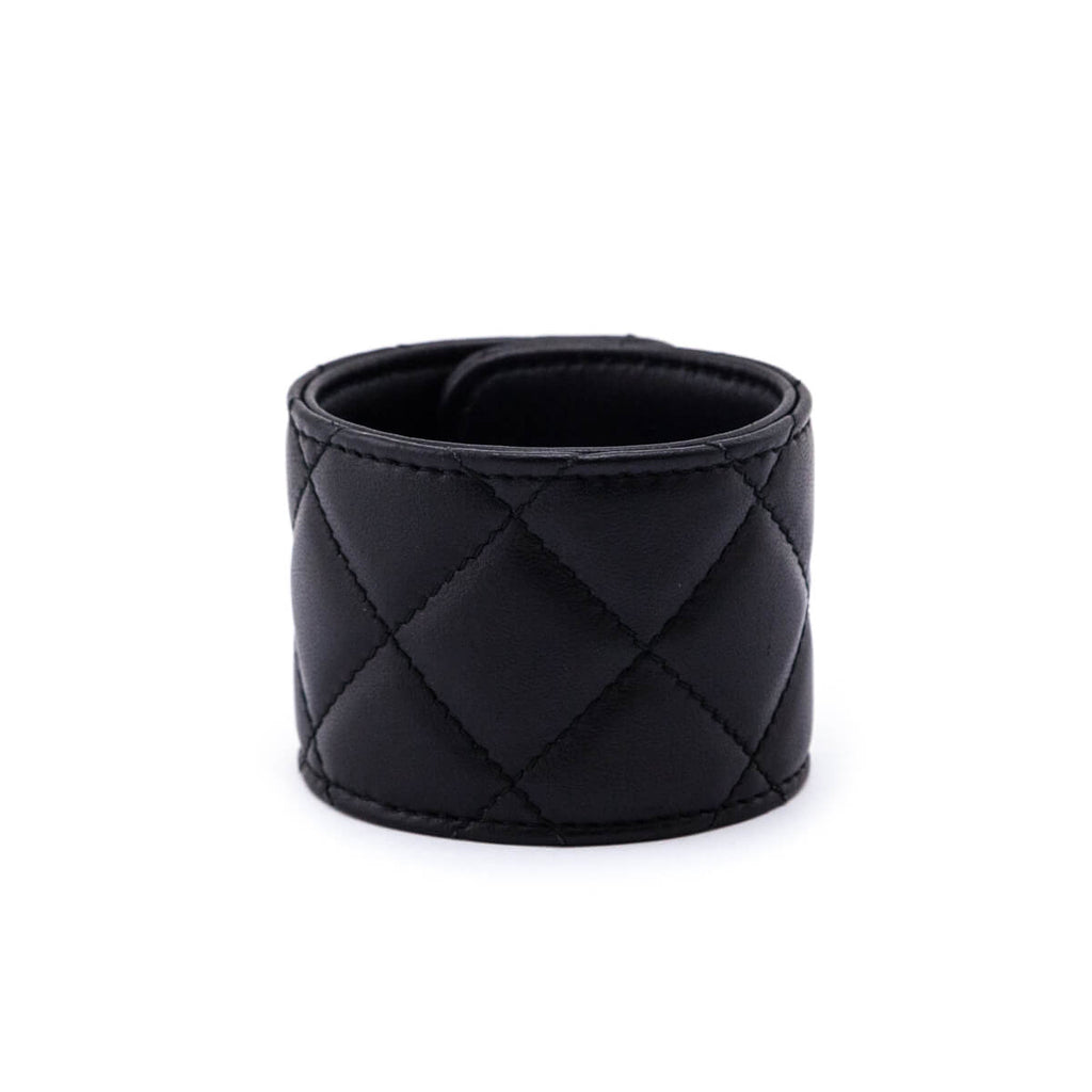 Chanel Black Leather CC Turn-Lock Cuff
