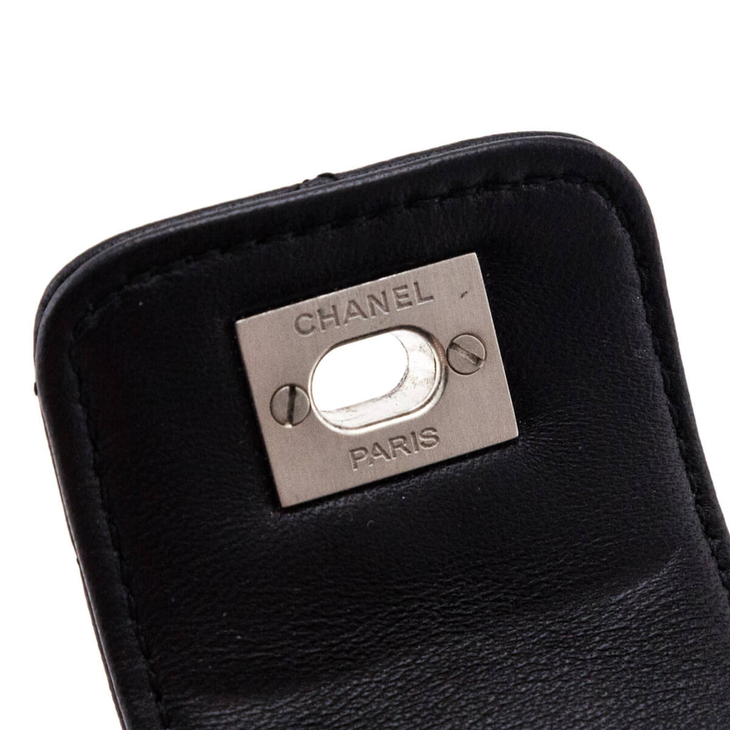 Chanel Black Leather CC Turn-Lock Cuff