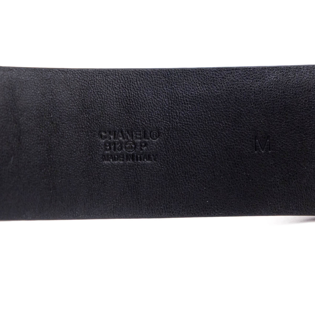 Chanel Black Leather Chain Turnlock CC Bracelet
