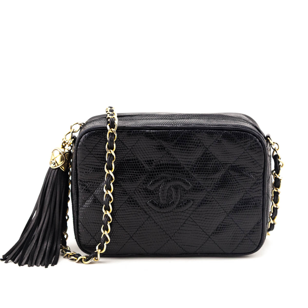 Chanel Black Lizard CC Camera Bag