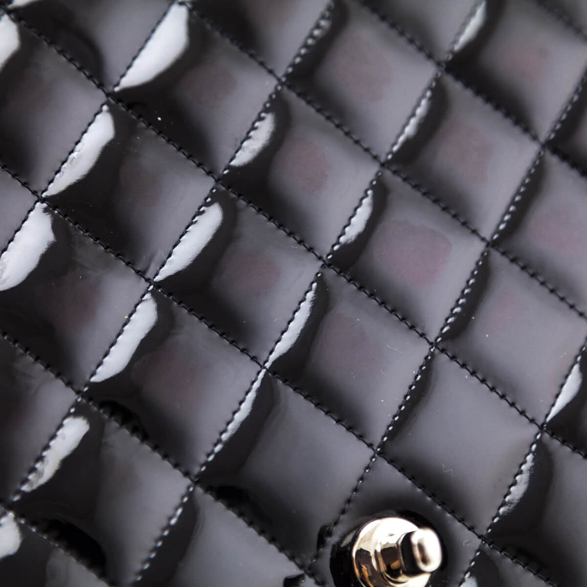Chanel Black Patent Quilted Jumbo Single Flap