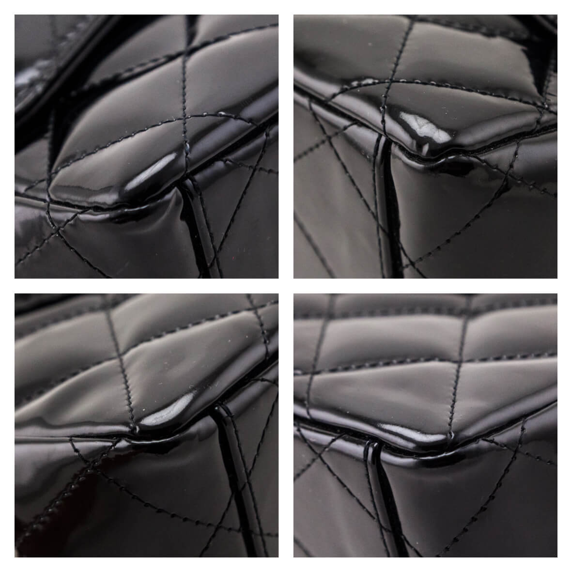 Chanel Black Patent Quilted Jumbo Single Flap