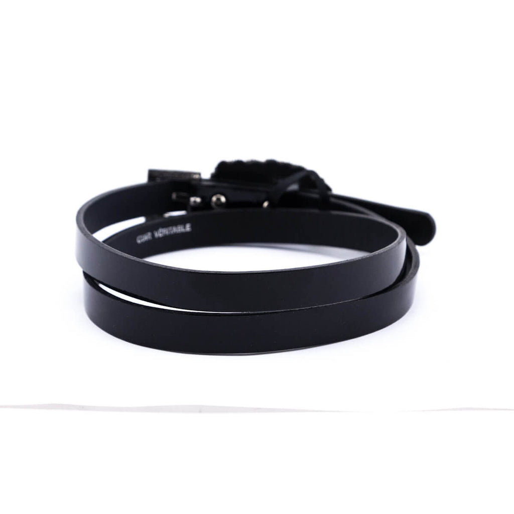 Chanel Black Patent & Strass Skinny Belt Size L
