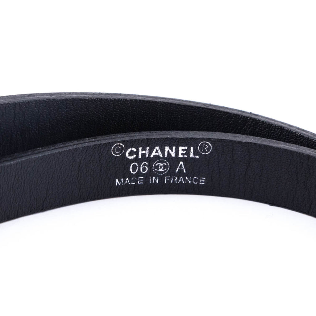 Chanel Black Patent & Strass Skinny Belt Size L