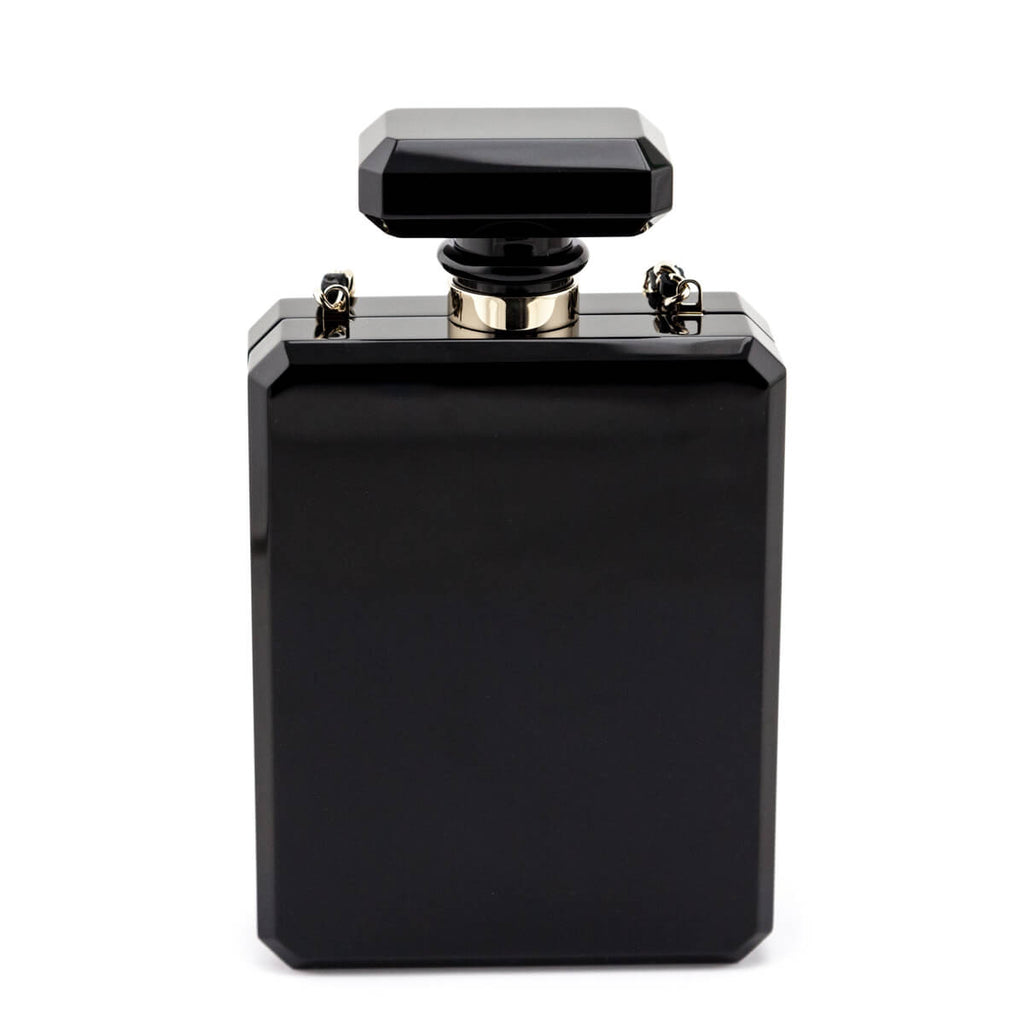 Chanel Black Plexiglass Perfume Bottle Minaudiere