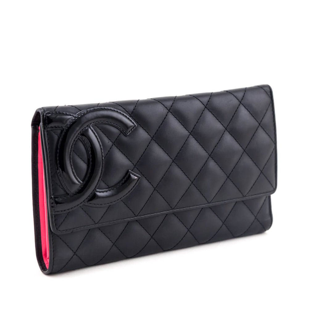 Chanel Black Quilted Calfskin Cambon Tri-Fold Wallet