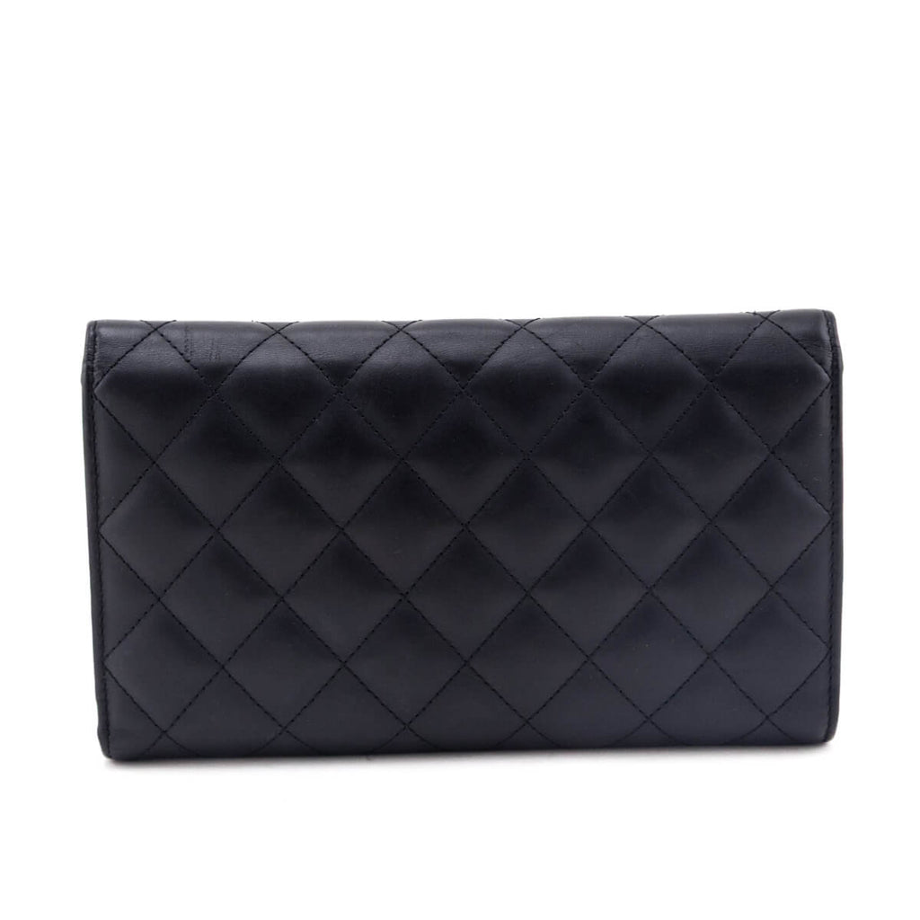 Chanel Black Quilted Calfskin Cambon Tri-Fold Wallet