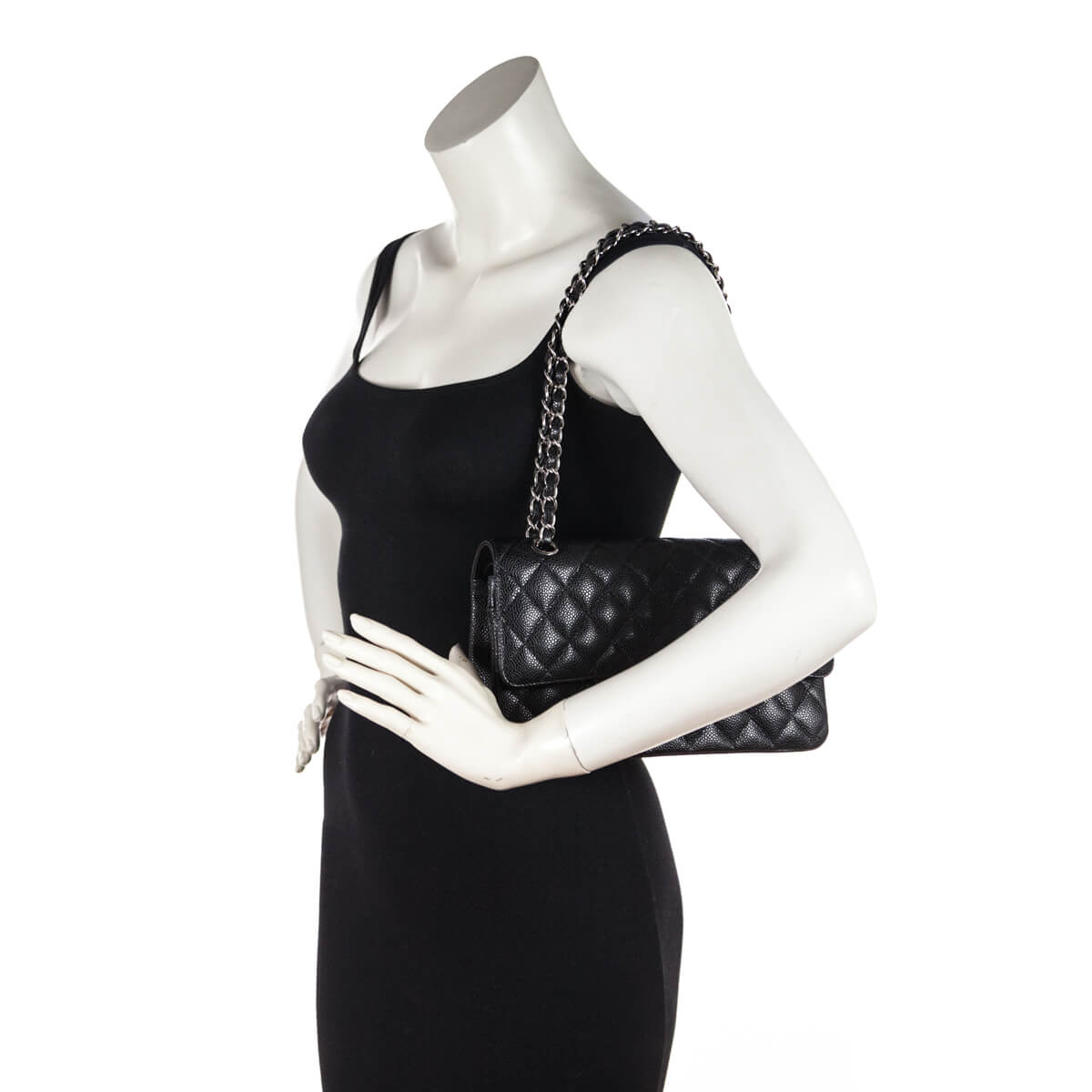 Chanel Black Quilted Caviar Medium Classic Double Flap Bag