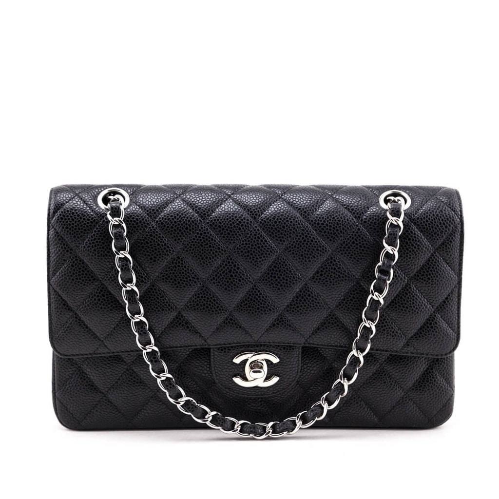 Chanel Black Quilted Caviar Medium Classic Double Flap Bag
