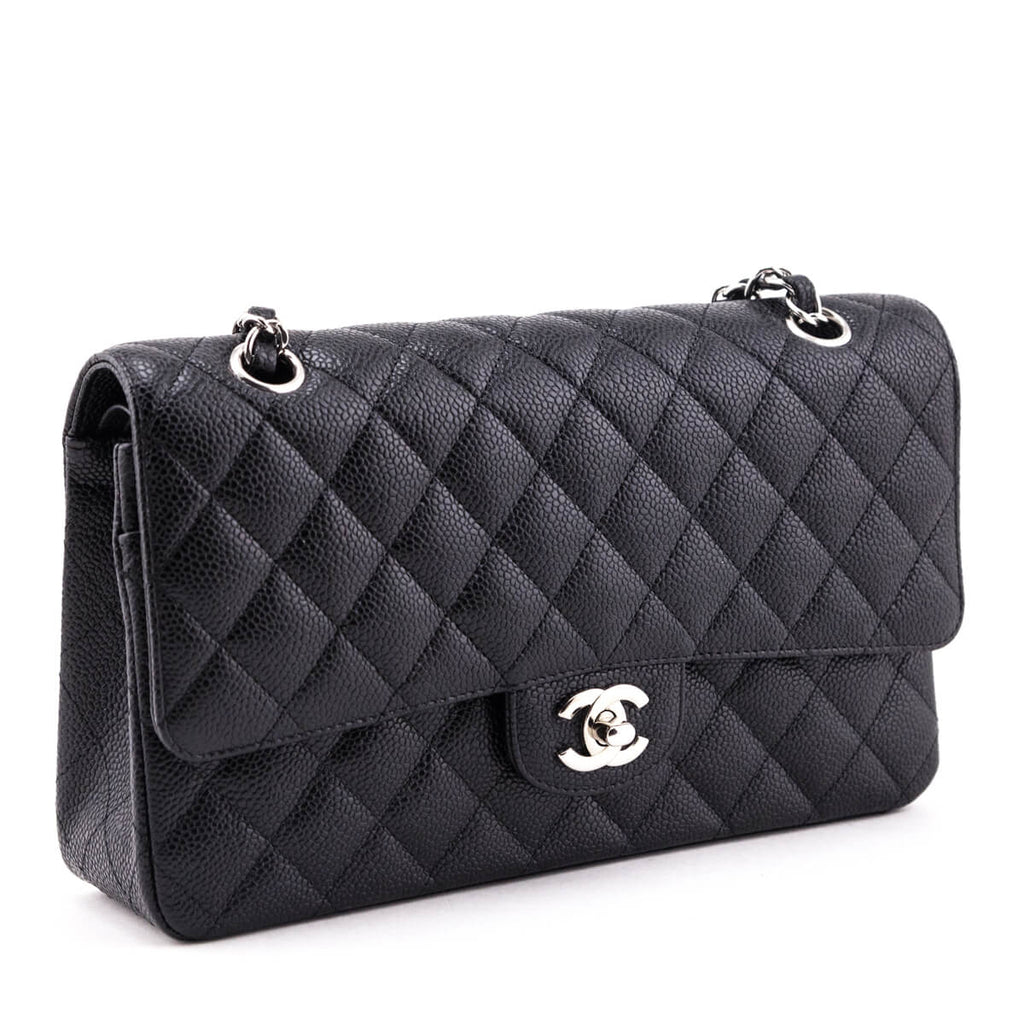Chanel Black Quilted Caviar Medium Classic Double Flap Bag