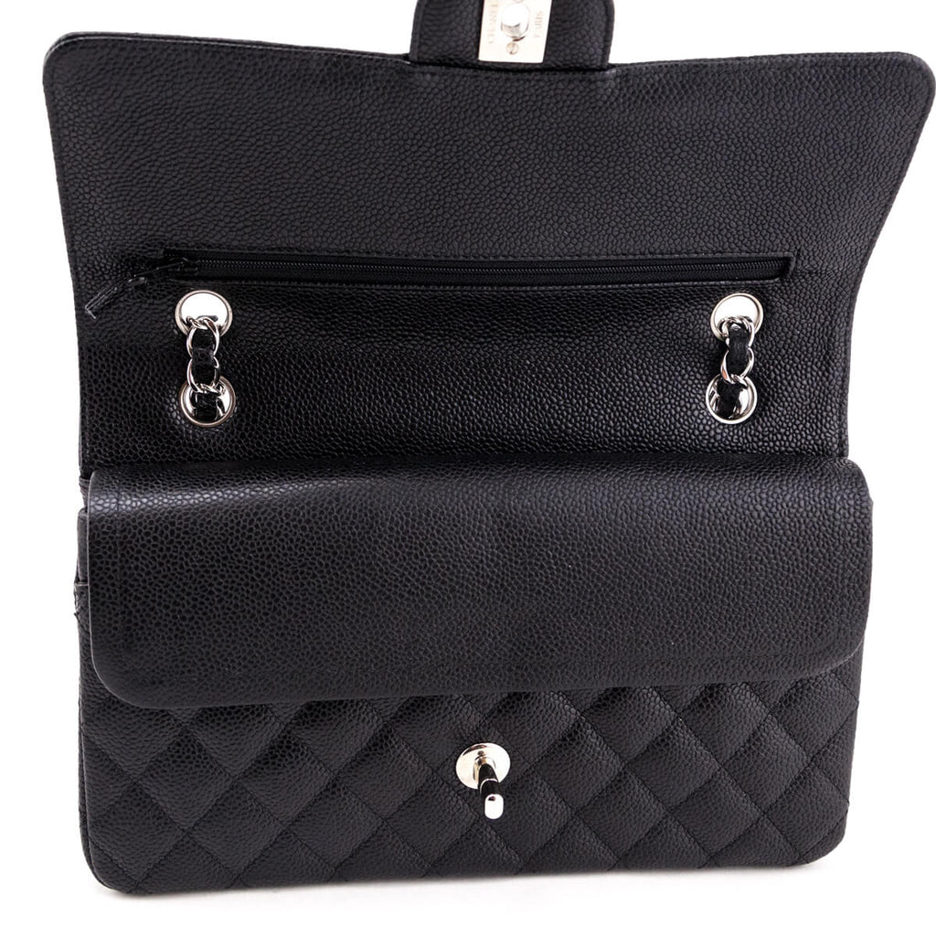 Chanel Black Quilted Caviar Medium Classic Double Flap Bag