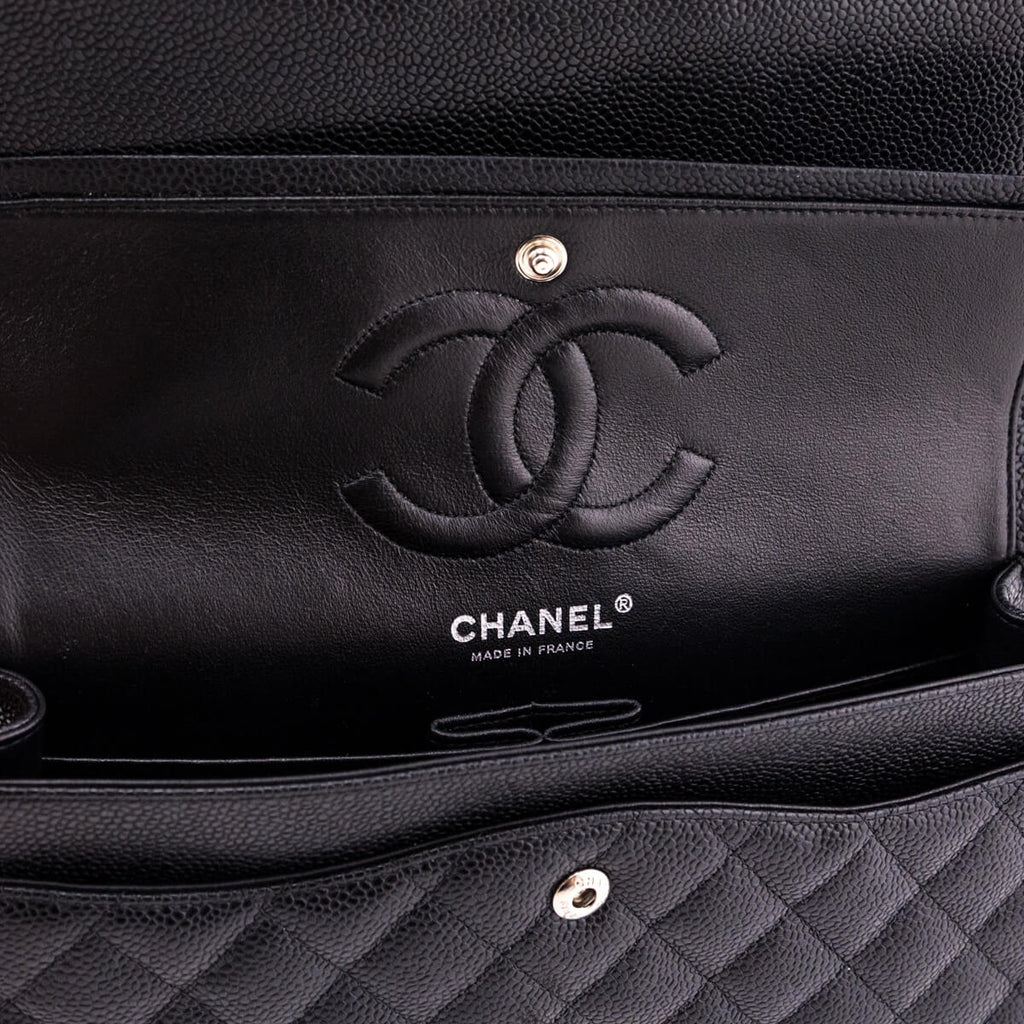 Chanel Black Quilted Caviar Medium Classic Double Flap Bag