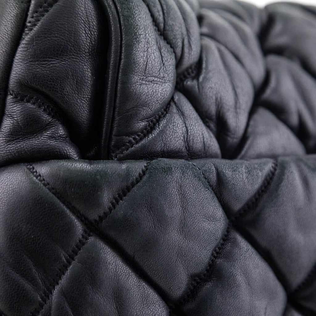 Chanel Black Quilted Lambskin Bubble Large Flap Shoulder Bag