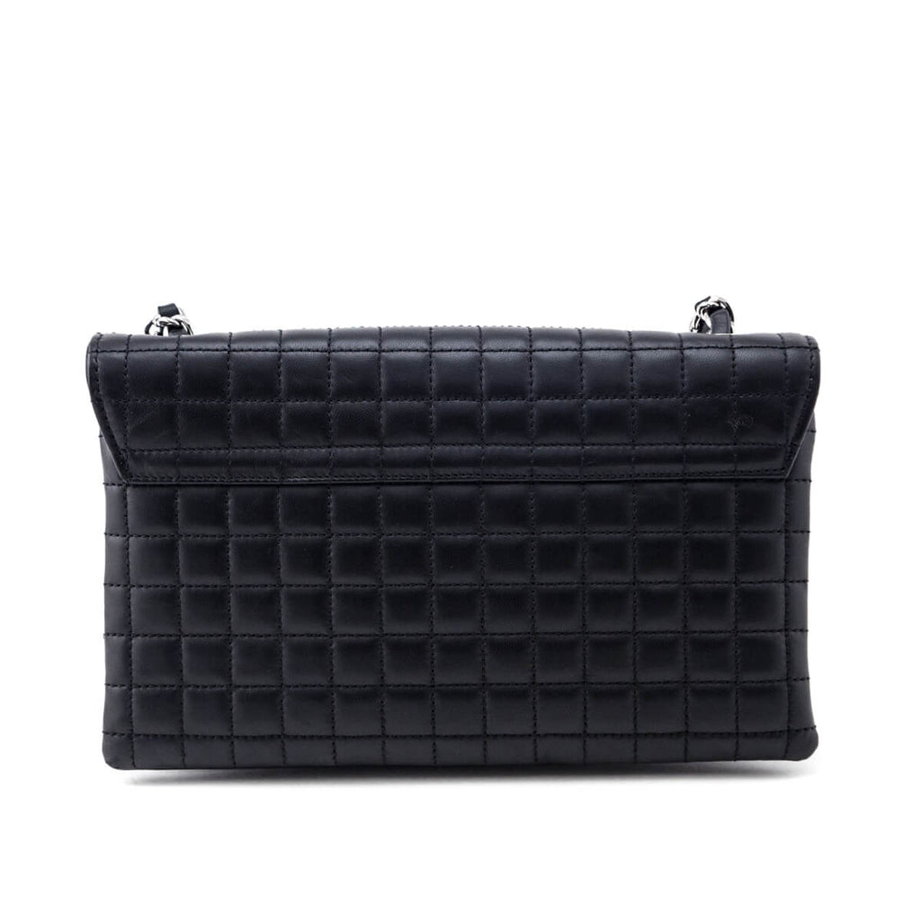 Chanel Black Quilted Lambskin Chocolate Bar Camellia No. 5 Pochette