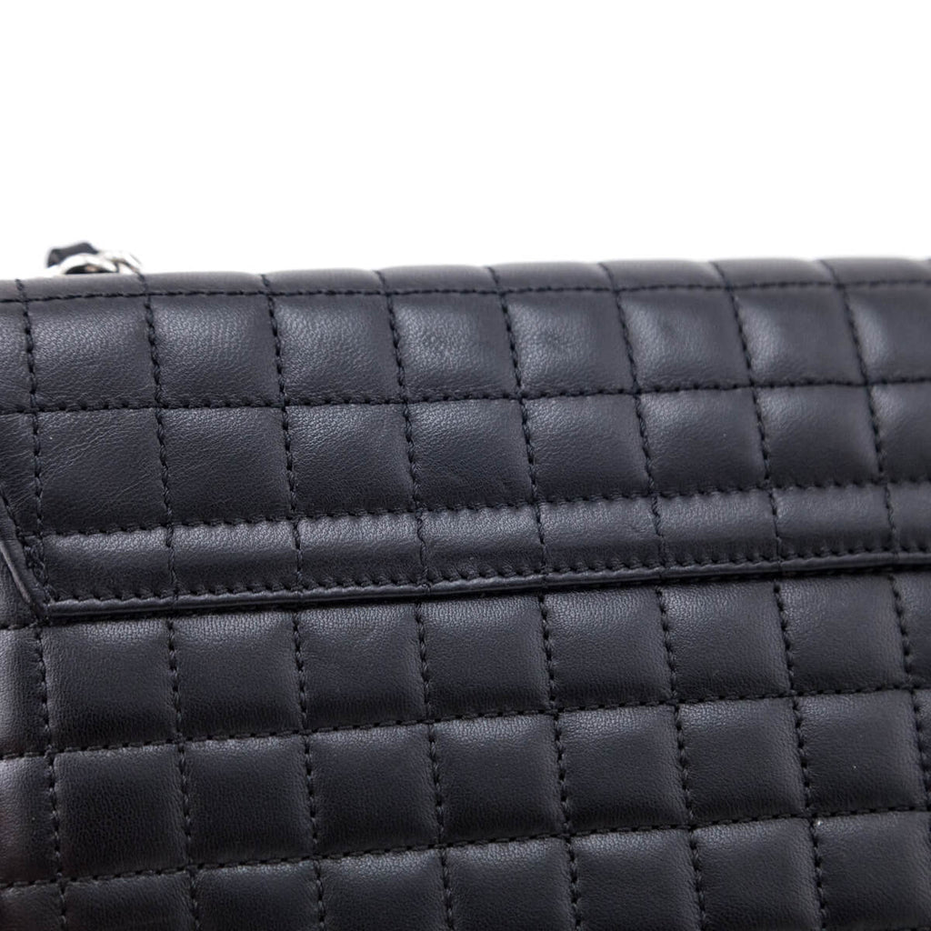 Chanel Black Quilted Lambskin Chocolate Bar Camellia No. 5 Pochette