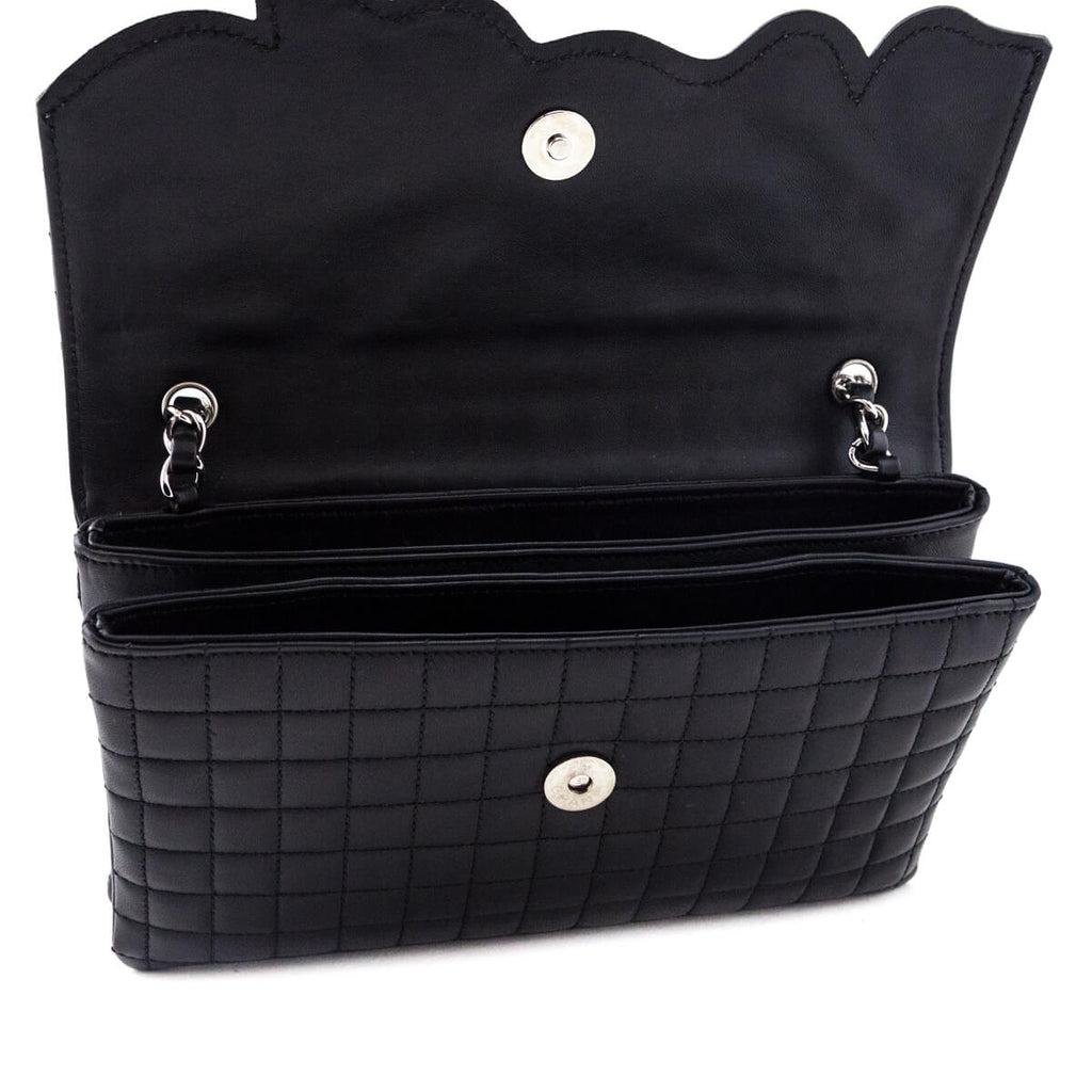 Chanel Black Quilted Lambskin Chocolate Bar Camellia No. 5 Pochette