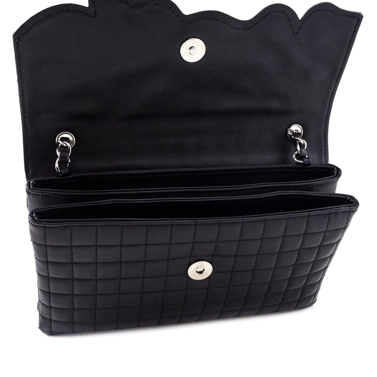 Chanel Black Quilted Lambskin Chocolate Bar Camellia No. 5 Pochette