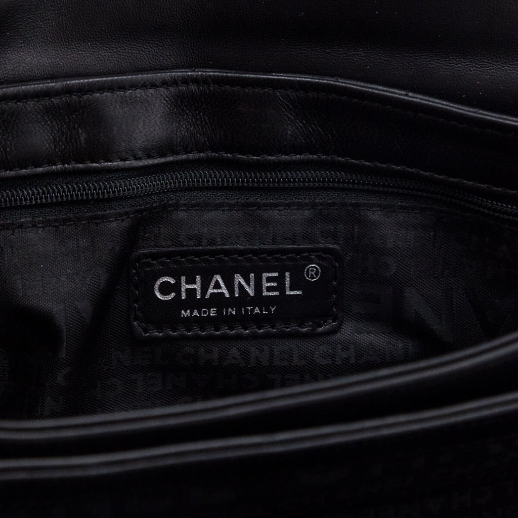 Chanel Black Quilted Lambskin Chocolate Bar Camellia No. 5 Pochette