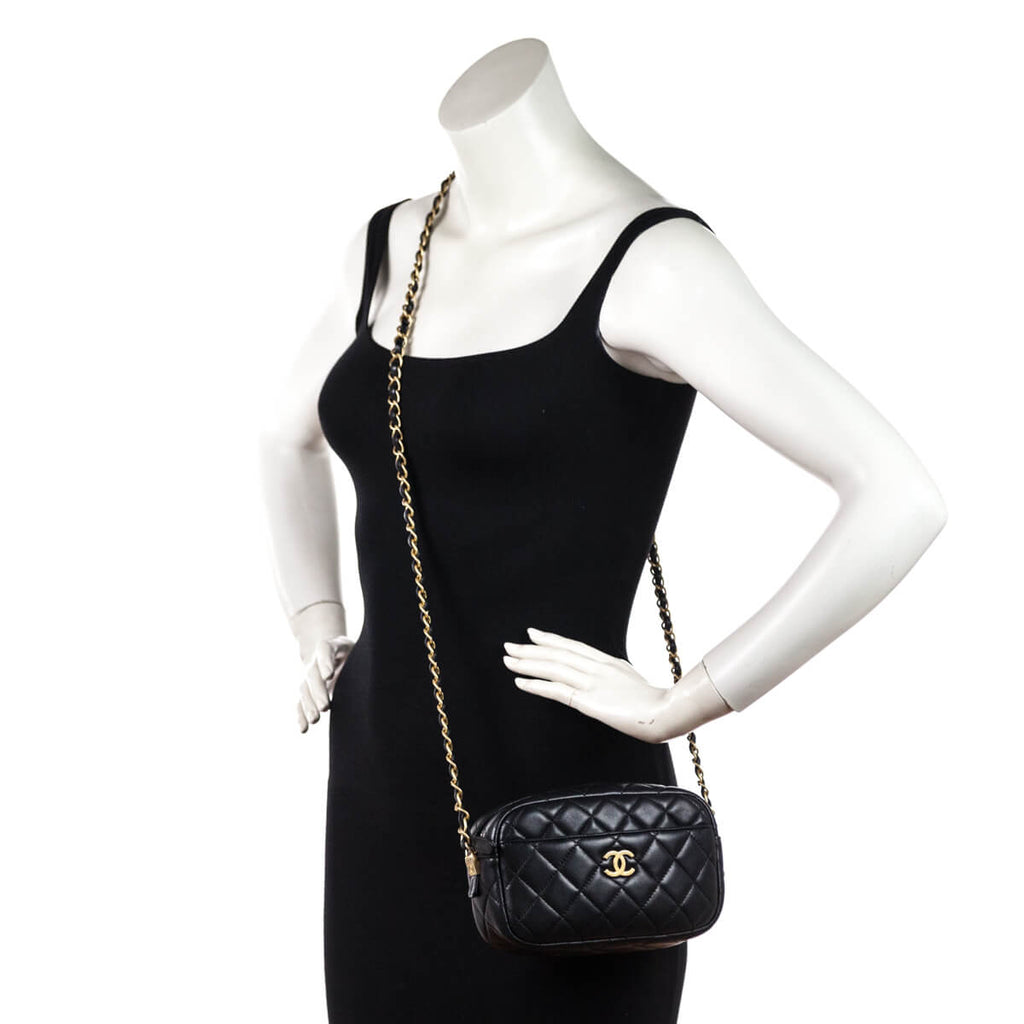 Chanel Black Quilted Lambskin Small Timeless Camera Case