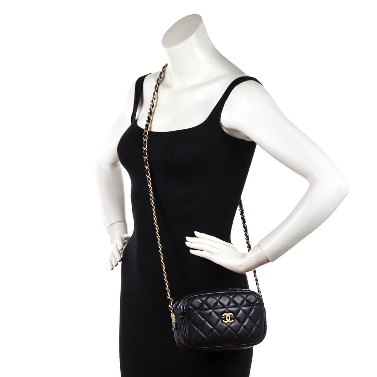 Chanel Black Quilted Lambskin Small Timeless Camera Case
