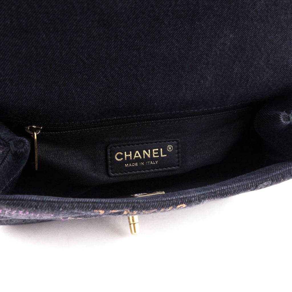 Chanel Black Quilted Small Denim Mood Rectangular Flap Bag