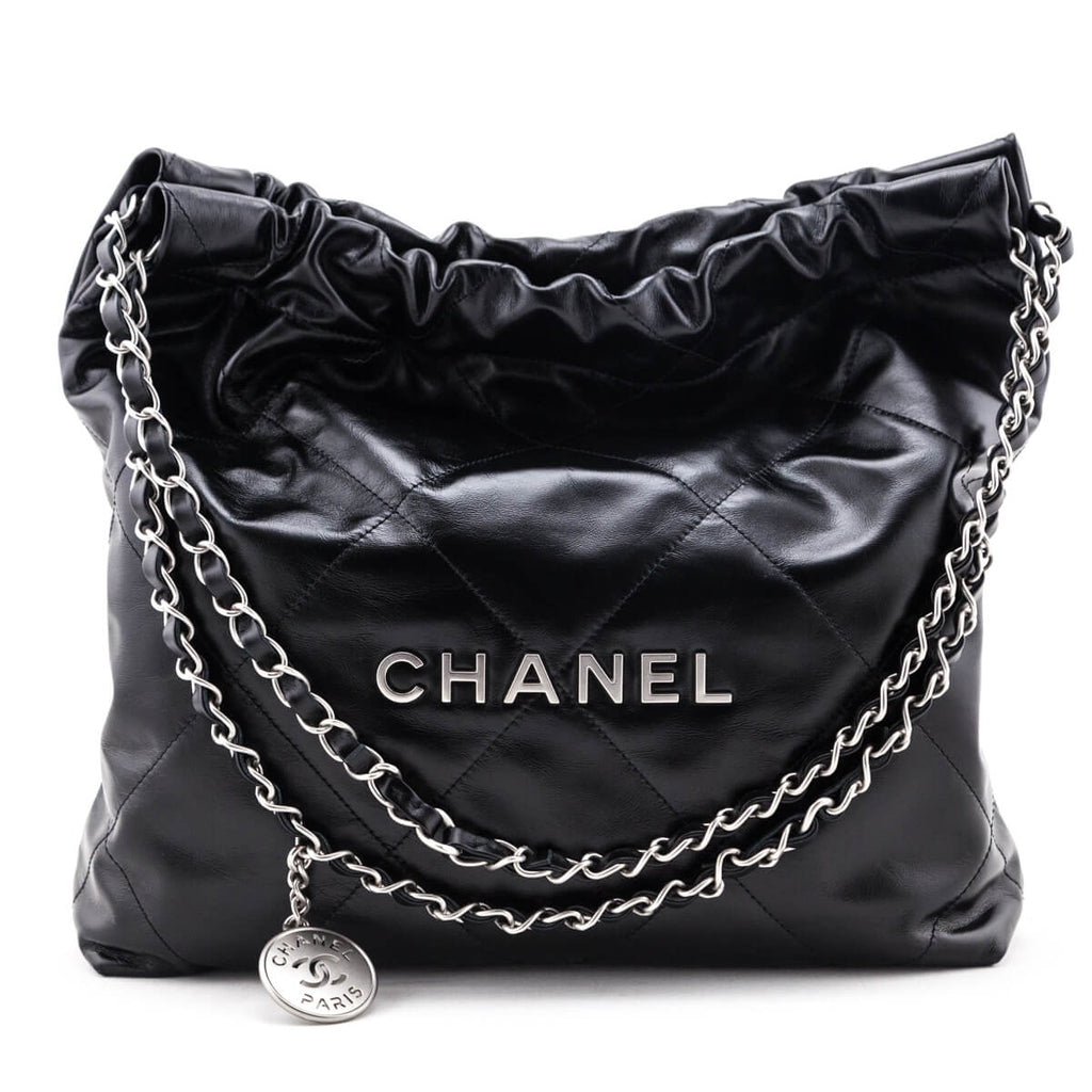 Chanel Black Shiny Calfskin Quilted Small Chanel 22 Bag