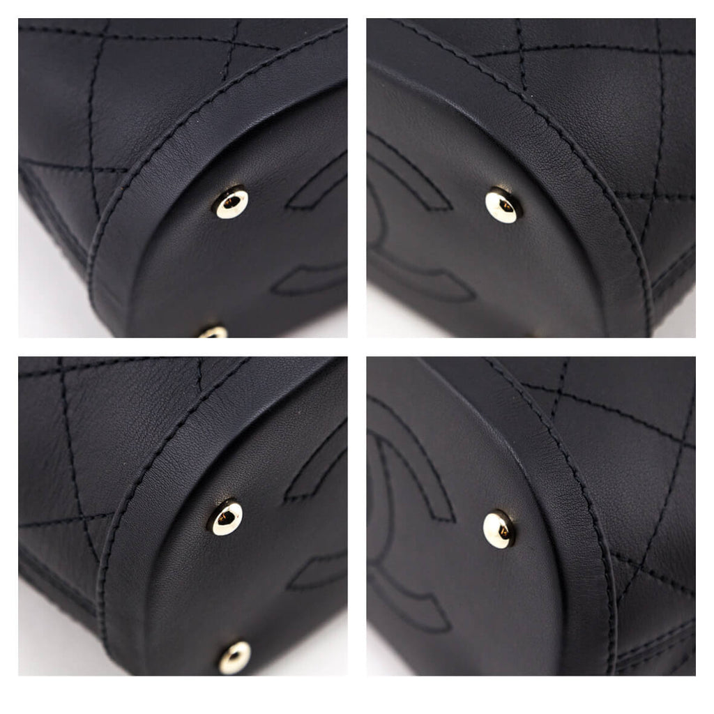 Chanel Black Stitched Calfskin Mini Drawstring Bag GHW