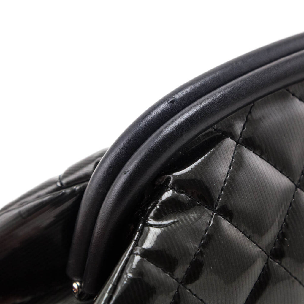 Chanel Black Striped Patent Quilted Timeless Clutch