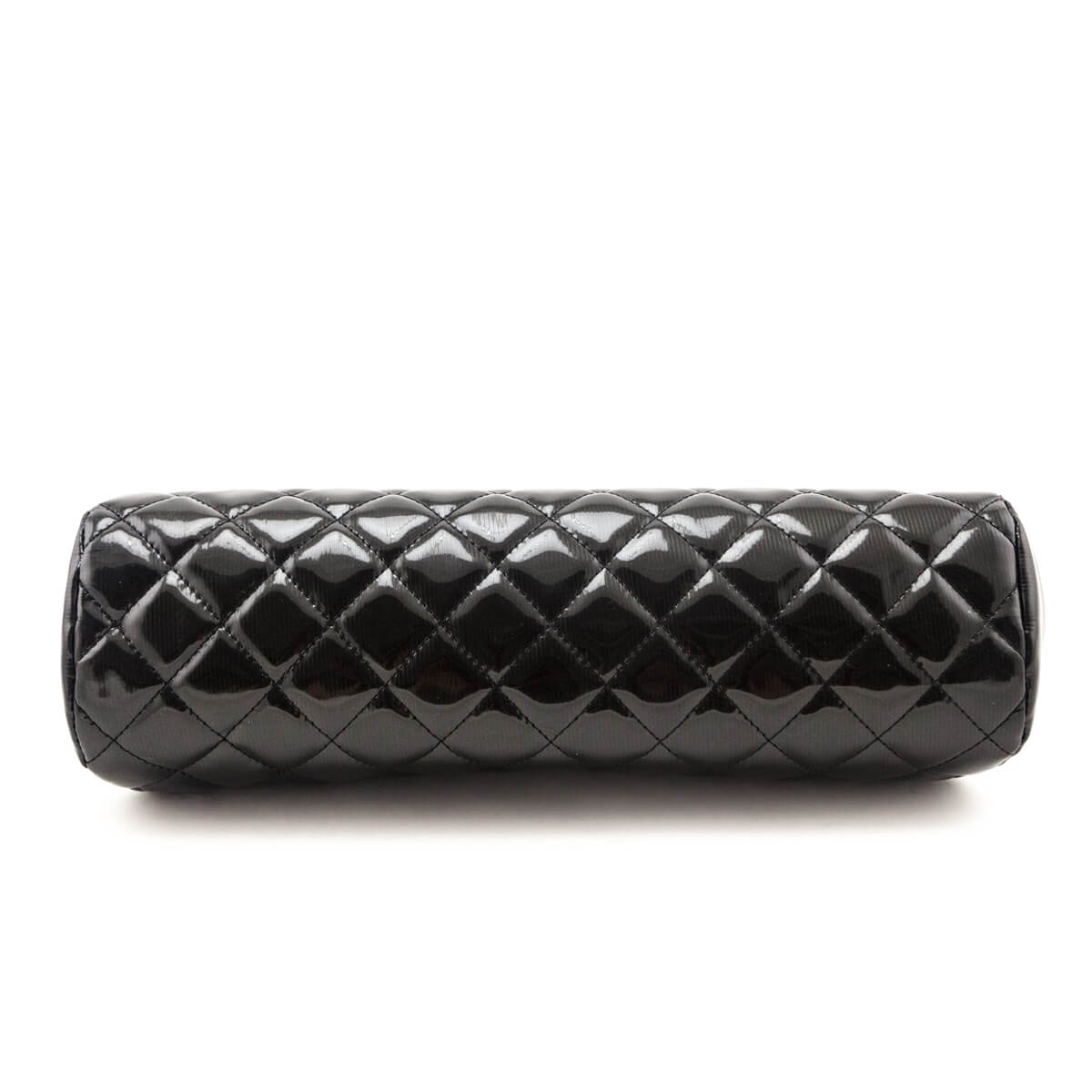 Chanel Black Striped Patent Quilted Timeless Clutch