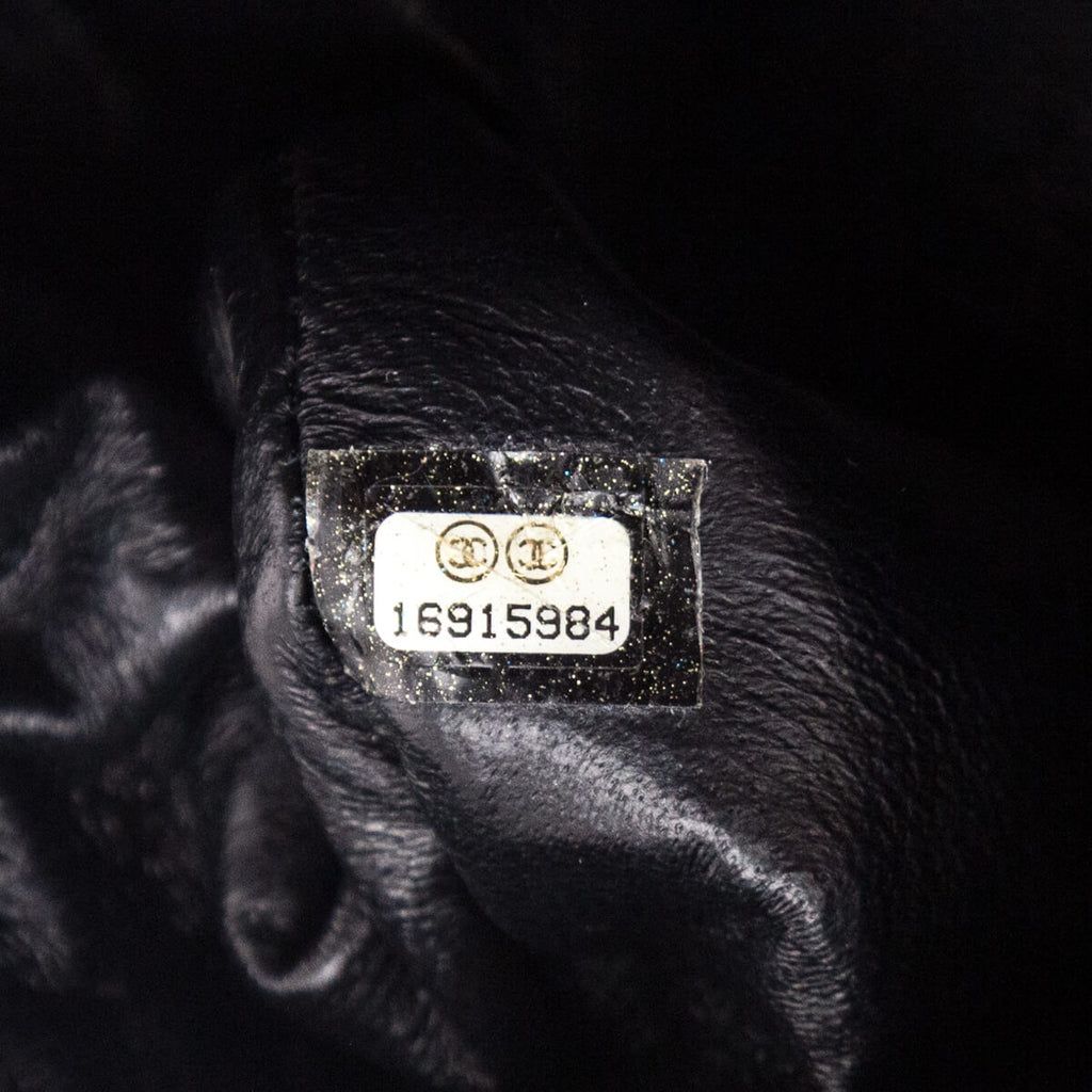 Chanel Black Striped Patent Quilted Timeless Clutch