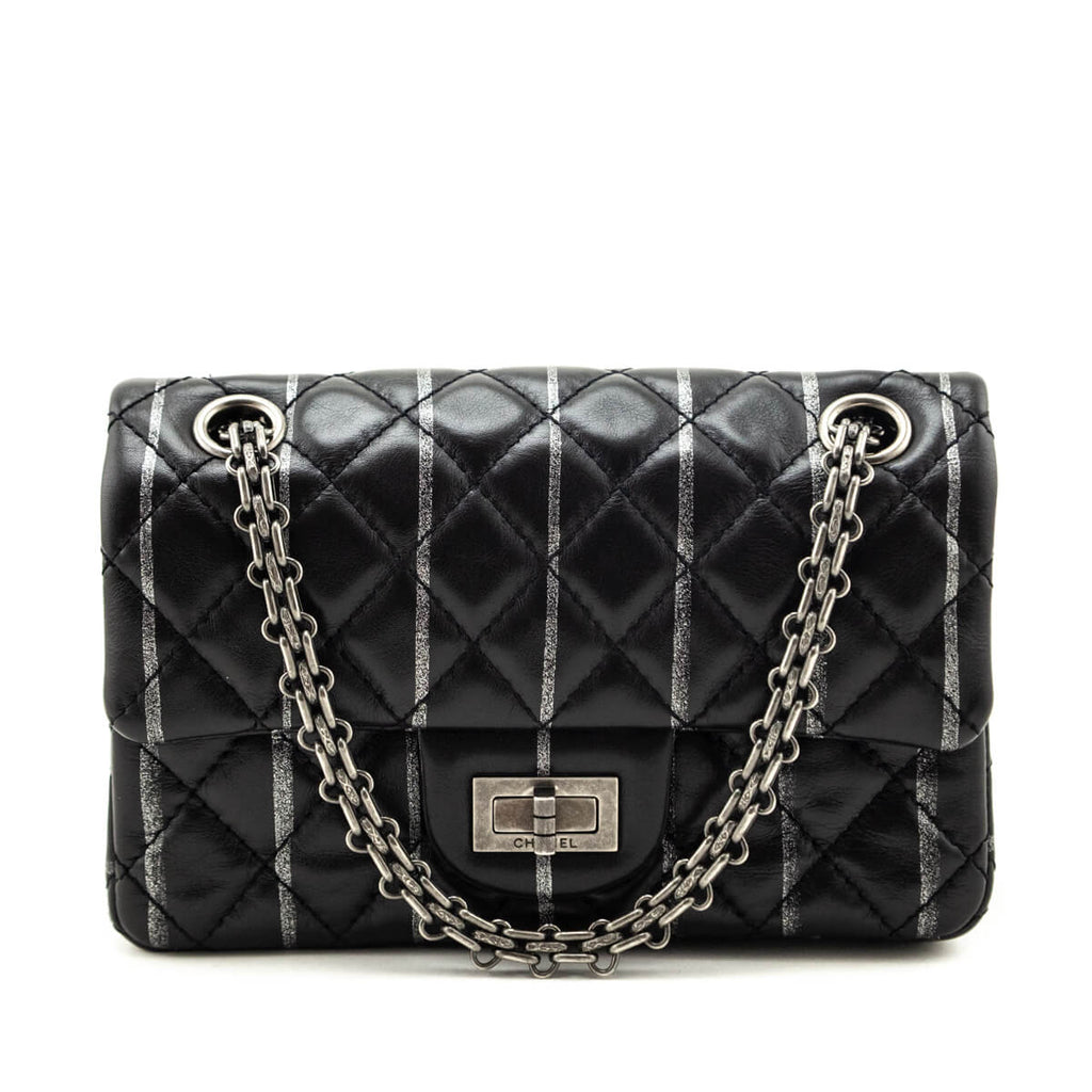 Chanel Black Striped Quilted Lambskin Mini Reissue Flap Bag