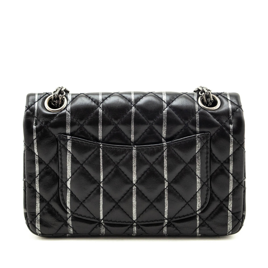 Chanel Black Striped Quilted Lambskin Mini Reissue Flap Bag