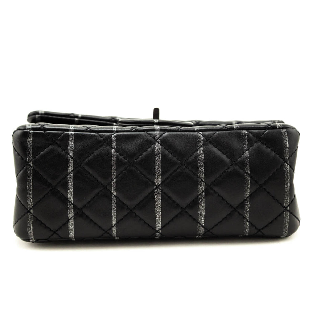 Chanel Black Striped Quilted Lambskin Mini Reissue Flap Bag