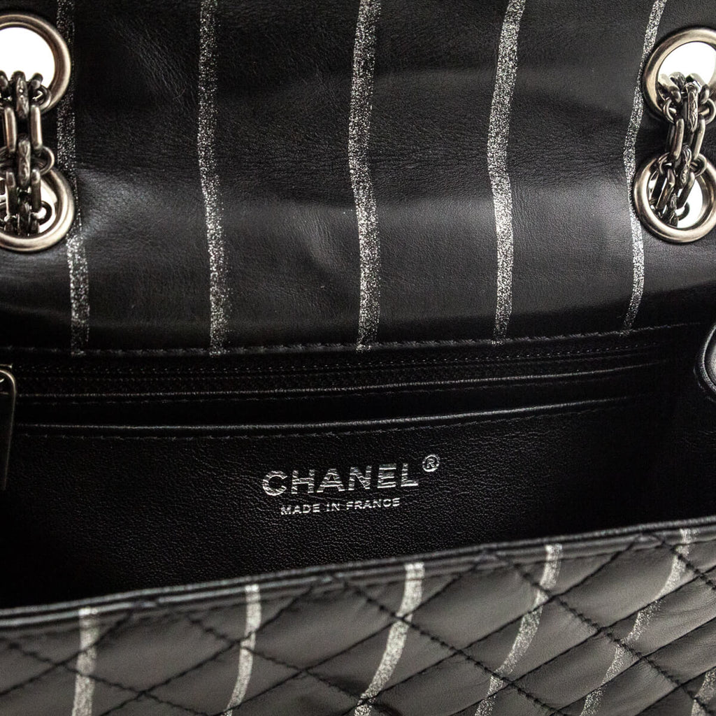 Chanel Black Striped Quilted Lambskin Mini Reissue Flap Bag