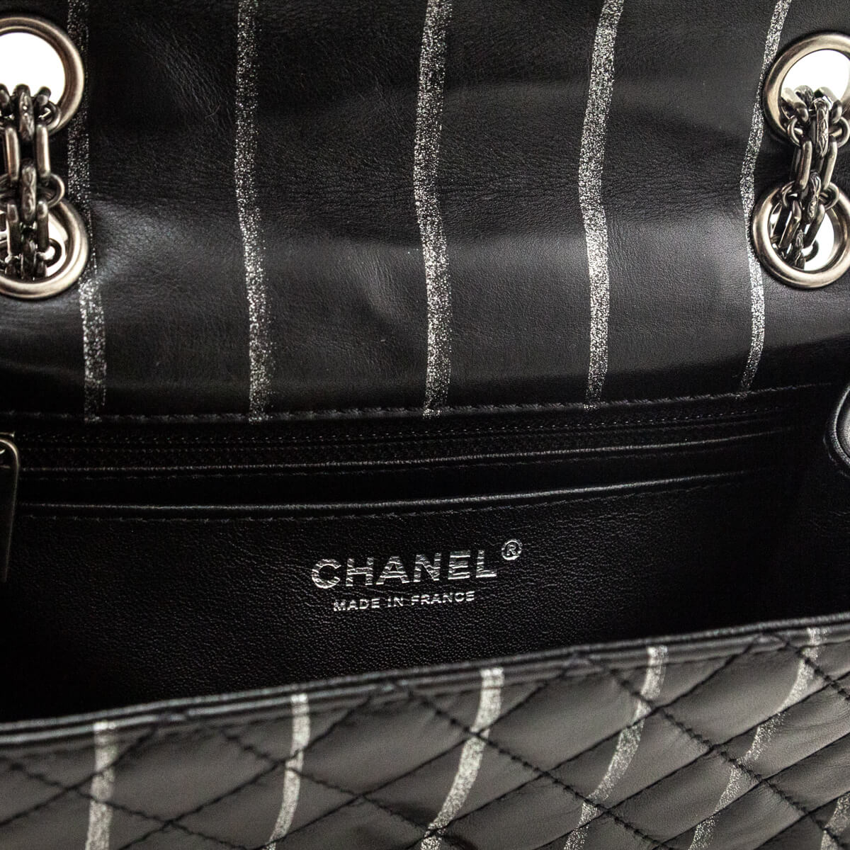 Chanel Black Striped Quilted Lambskin Mini Reissue Flap Bag