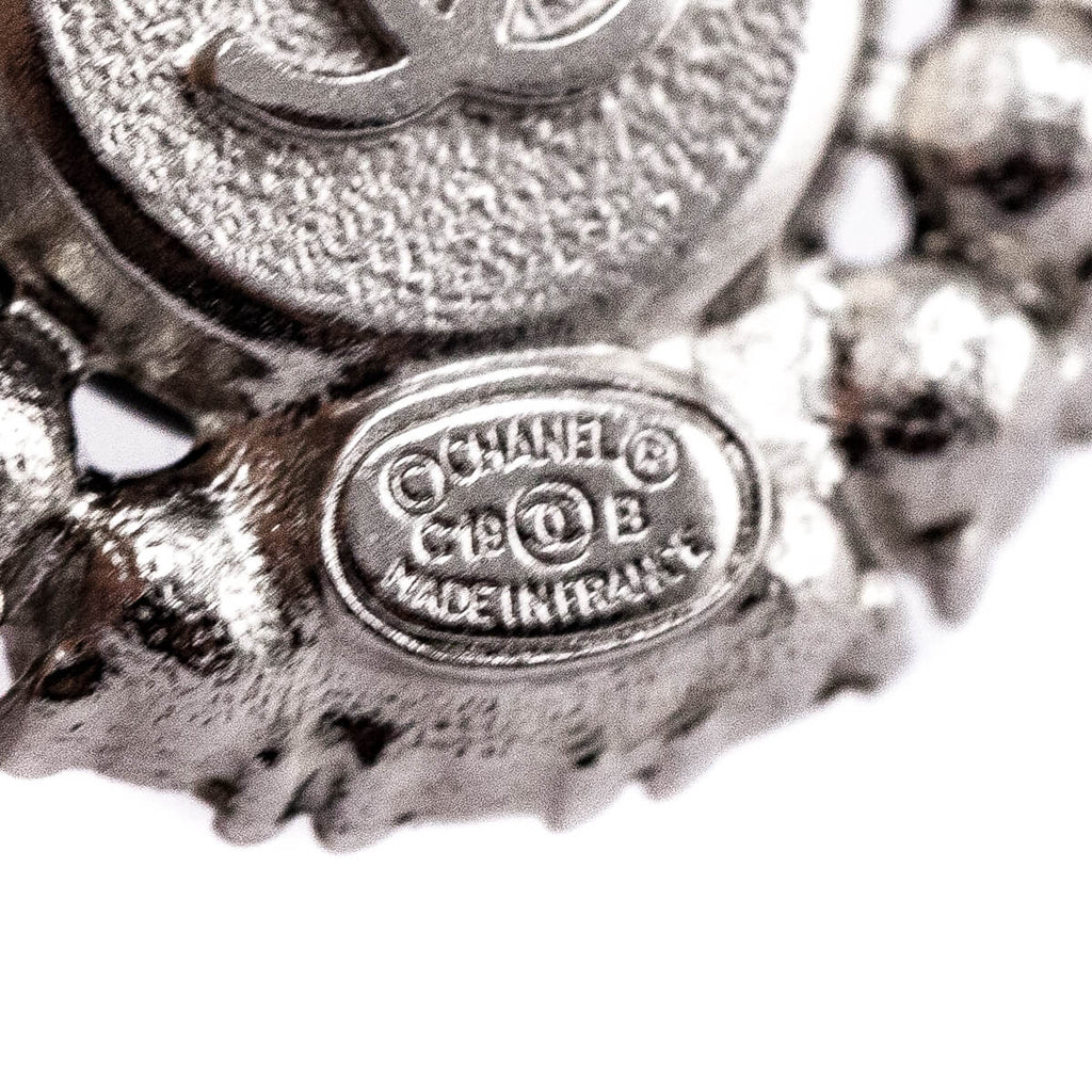 Chanel Black & Crystal CC Stud Earrings