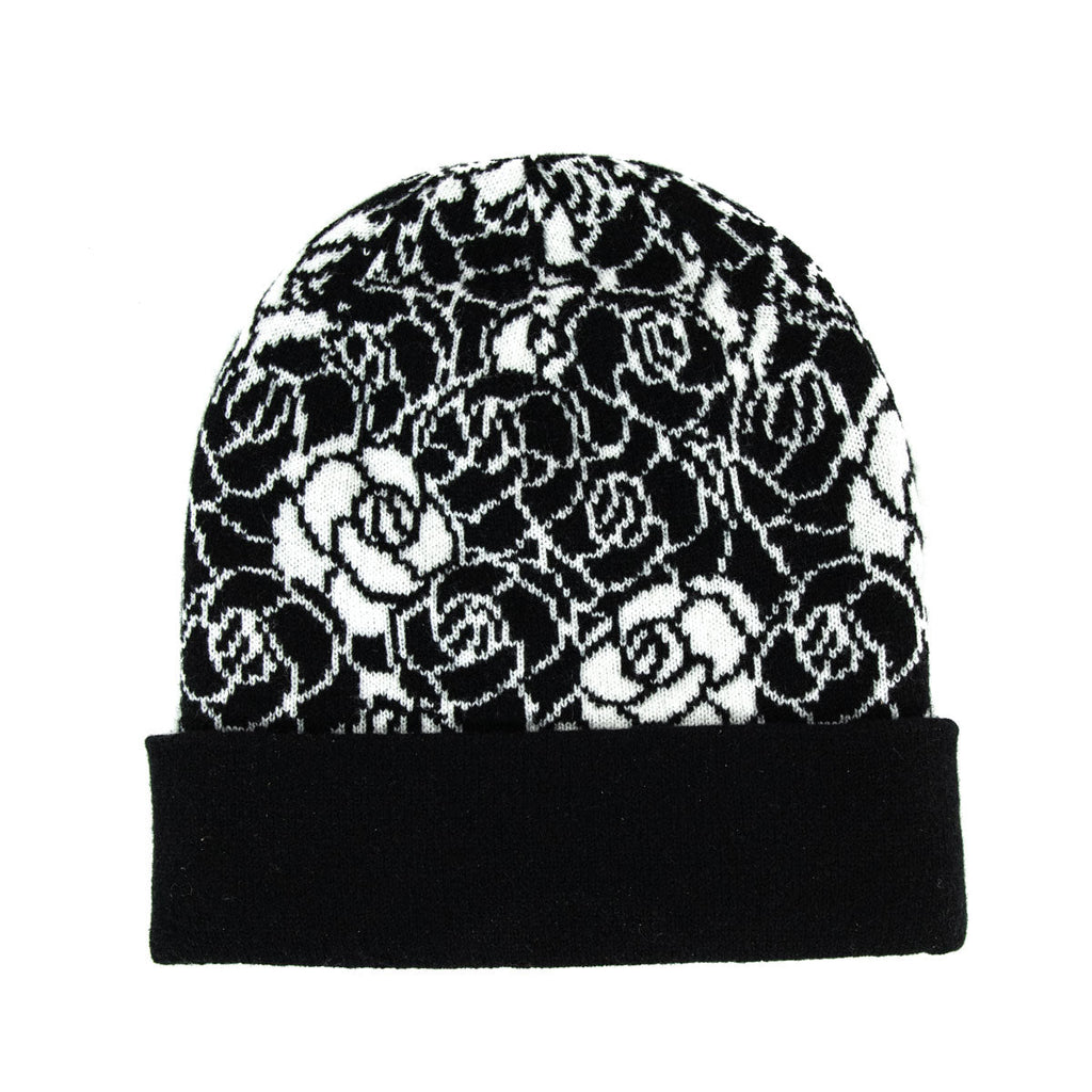 Chanel Black & White Cashmere Camellia Beanie